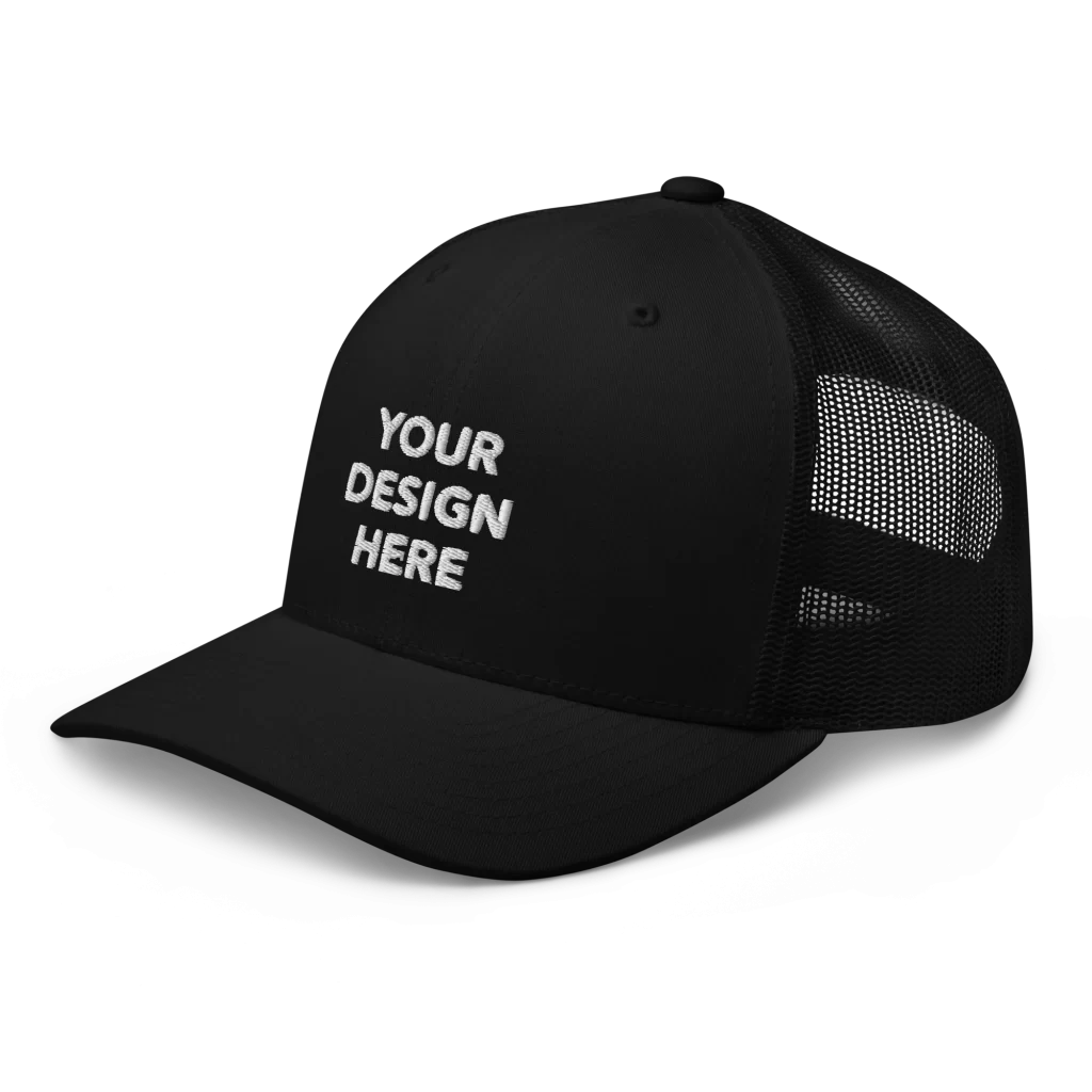 Custom Embroidered Black Trucker Hat with Logo