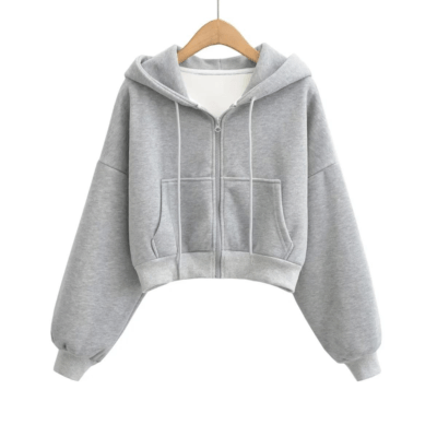 Womens new Style crop top hoodies Autumn Winter Zipper Warm Hoodie Comfortable hoodies long Sleeve