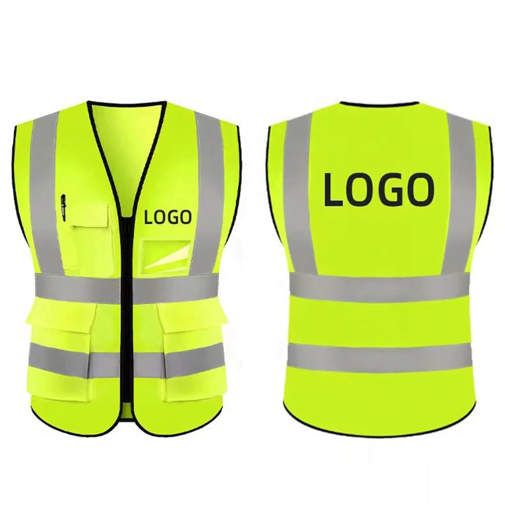 Logo Printed Gilet Waistcoat Vest Splicing colors Traffic Construction Reflect Safety