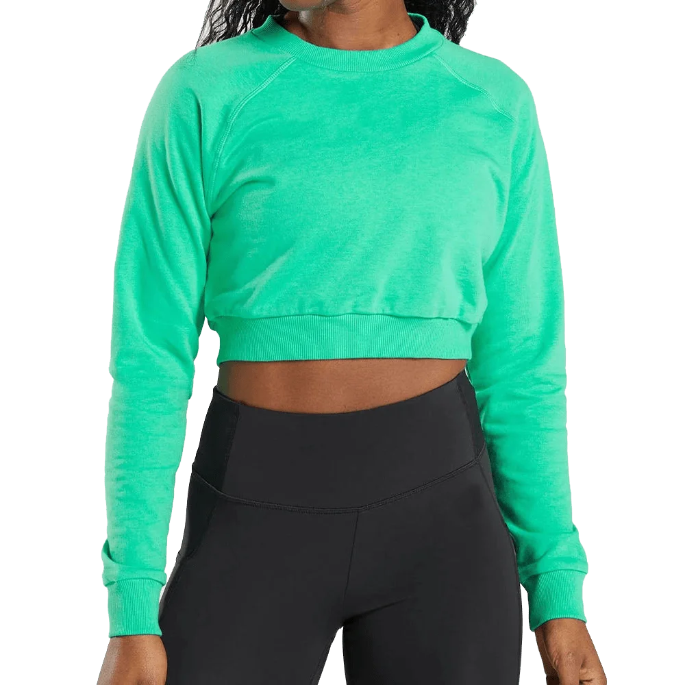 Fleece Womens Crop Top Sweatshirt Casual Crop Top Sweater Custom Logo Classic Women's Training Regular Fit Pullover Cotton Short - Call Us +971 50 340 4305