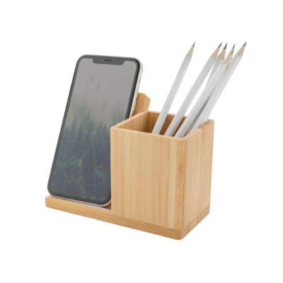 Eco Friendly, Bamboo Wireless Charger, with Pen Holder and Desk Organizer 10W