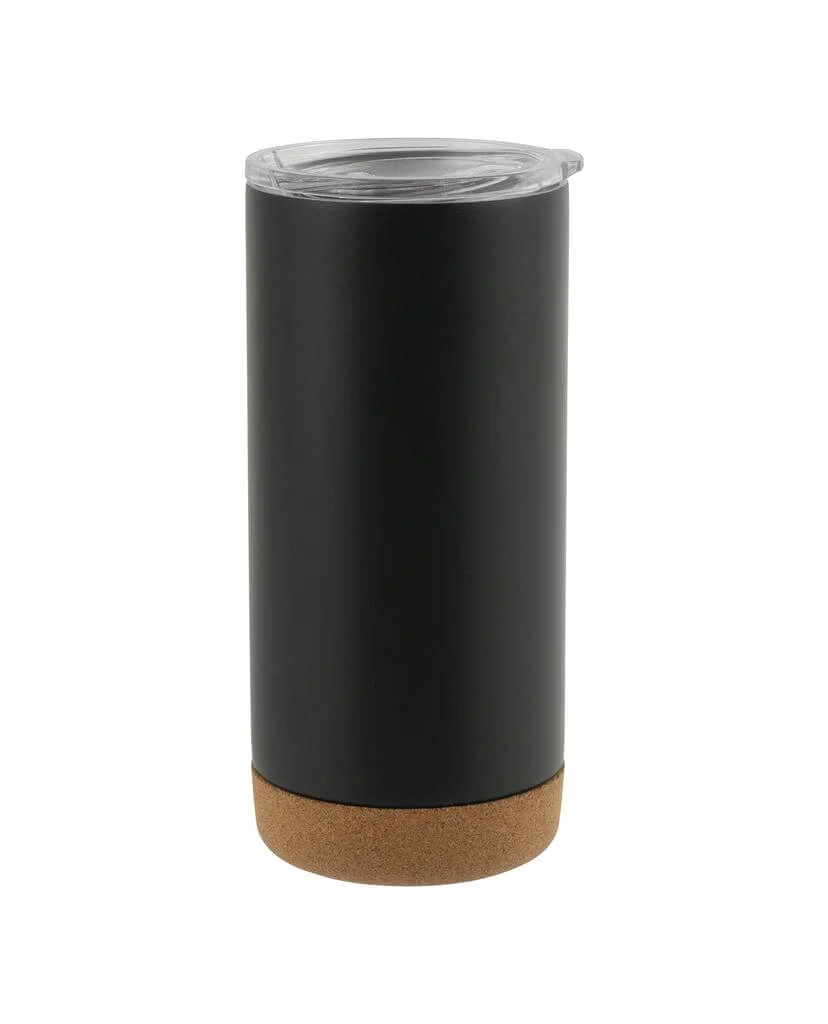 Double Walled Vacuum Insulated Stainless Steel Travel Coffee Mug with cork base. Capacity: 480ml