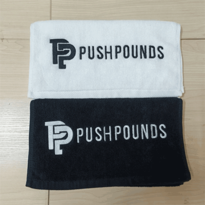 Custom 100% cotton high quality black gym towel embroidery logo hand towel