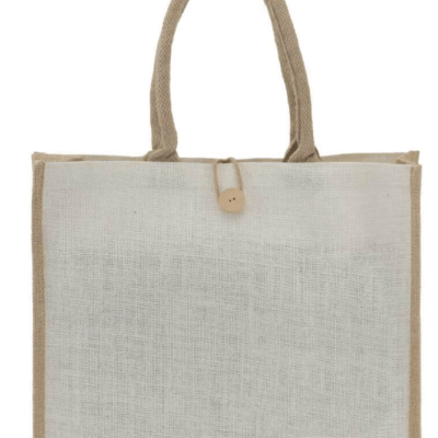 Custom Printed Canvas Jute Bags with Button Design