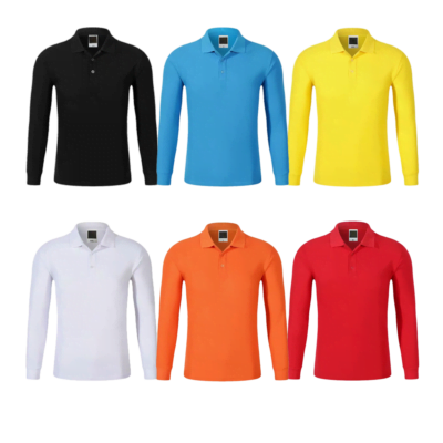 Custom polo shirt men 100 cotton long sleeve Casual 220Gsm Polo Neck Long Sleeve polo shirt