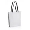 [NW001 V-White-Black] Non-Woven Shopping Bag Vertical White-Black