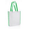 [NW001 V-White-Green] Non-Woven Shopping Bag Vertical White-Green