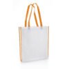 [NW001 V-White-Orange] Non-Woven Shopping Bag Vertical White-Orange