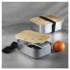 Stainless Steel Single compartment Lunch Box with Bamboo Lid and Black Elastic - AmirCustoms