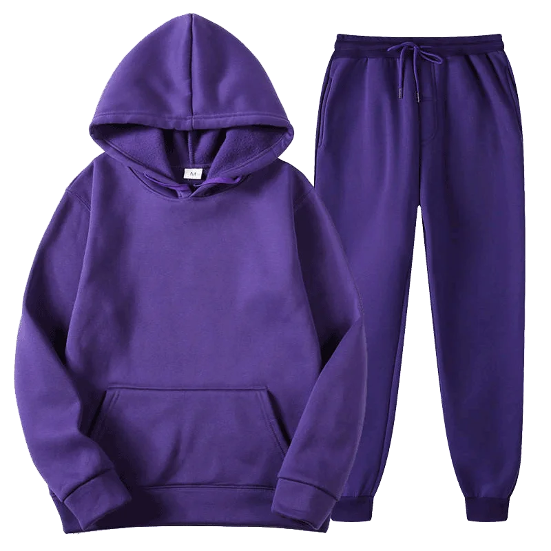 plain New fashion couples Sportswear Tracksuit Sweatsuit Men 2 Piece Sweat Suit Sets - Amir Customs