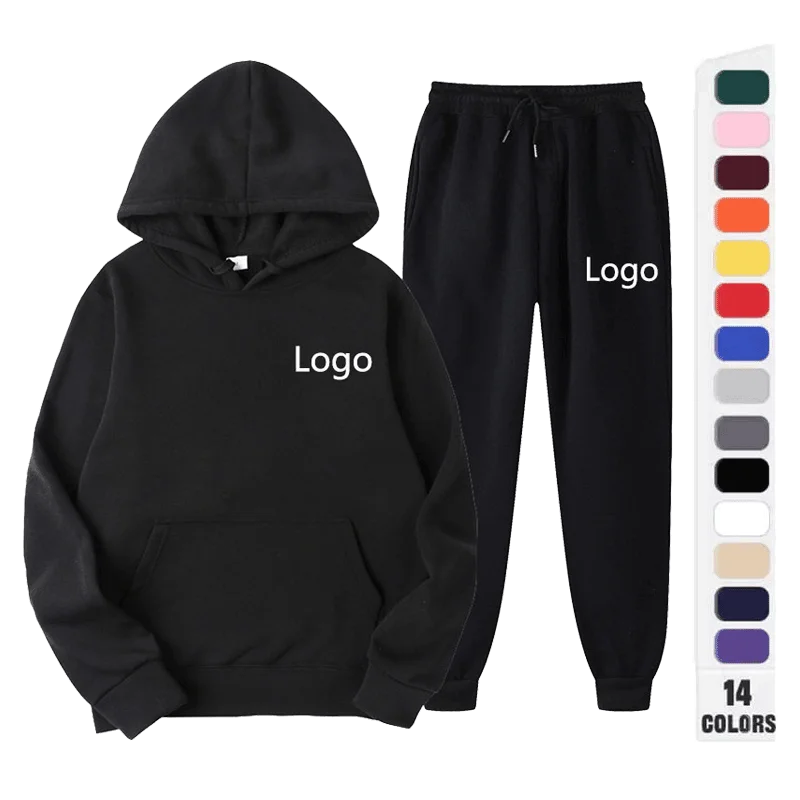 plain New fashion couples Sportswear Tracksuit Sweatsuit Men 2 Piece Sweat Suit Sets - Amir Customs