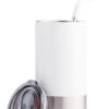 3. BORCULO - Double Wall Vacuum Tumbler With Straw Spout - White