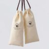 Custom Logo Printed Small Drawstring Bag 100 Organic Cotton Muslin Pouch for Jewelry