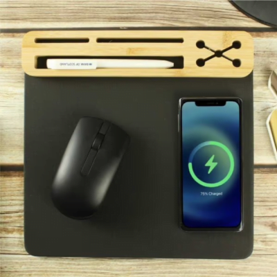 Custom Mousepad organizer with Wireless Charger