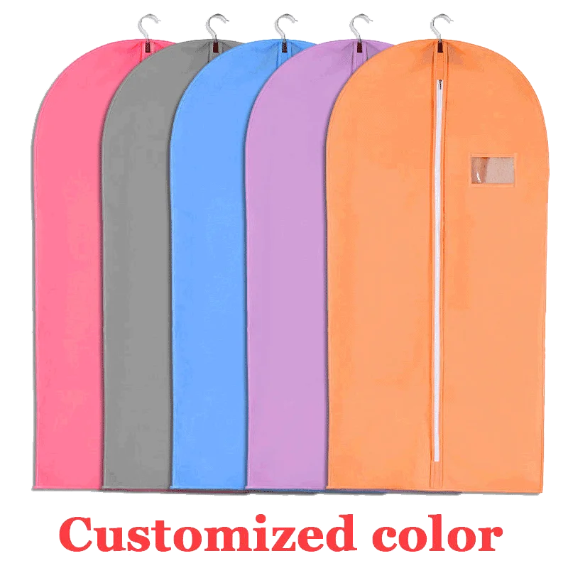 zipper hanging clothes bulk pockets cotton wedding dresses gown satin cover men pink travel bag custom logo garment bags