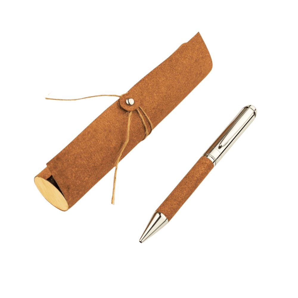 KORU - Metal Pen with Recycled Leather Barrel
